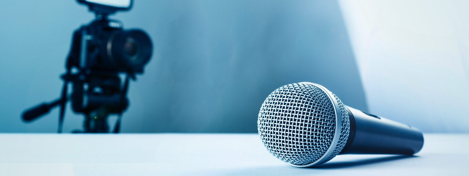 Microphone lying on table